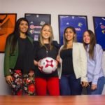Isabel Peña, del Rampla de Uruguay Paola Salazar de Águila Doradas de Río Negro en Colombia y la venezolana Verónica Martino de Atlético Venezuela – prensa atletico venezuela – foto Yaikel Dorta