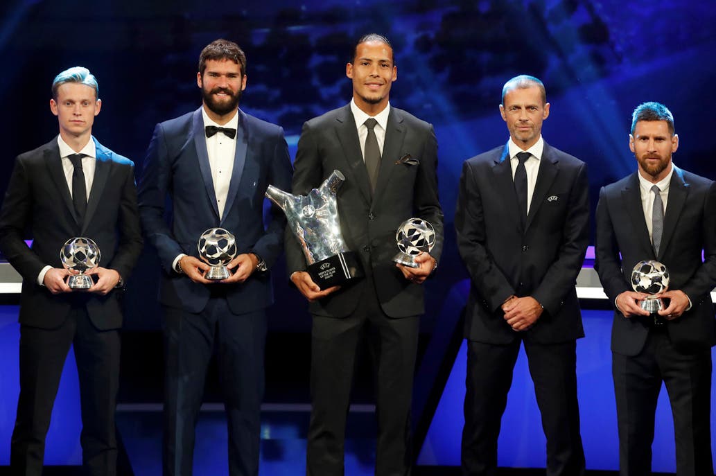 Messi, Van Dijk, Becker y De Jong fueron premiados por la UEFA